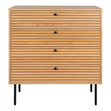 House Nordic Kyoto Komód, 4 fiókos, tölgyfa furnér, natúr, fekete fém lábak 80x40x85 cm bútor