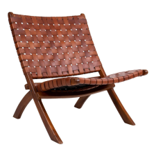House Nordic Perugia Bőrből készült összecsukható fotel, barna teak fa lábakkal bútor