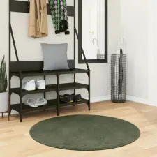  HUARTE erdőzöld rövid szálú puha és mosható szőnyeg Ø 100 cm lakástextília