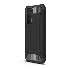 Huawei Defender műanyag telefonvédő (közepesen ütésálló, légpárnás sarok, szilikon belső, fémhatás) FEKE... tok és táska