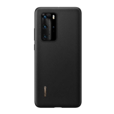 Huawei műanyag telefonvédő (bőr hatású hátlap) FEKETE Huawei P40 Pro 5G tok és táska