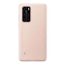 Huawei műanyag telefonvédő (gumírozott, textil minta) RÓZSASZÍN tok és táska
