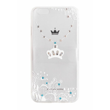 Huawei P10, Szilikon tok, Strasszköves (Koronás), fehér tok és táska