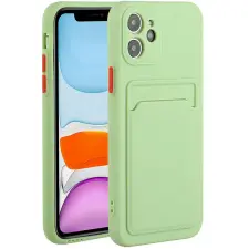  Huawei P40 Lite 5G, Szilikon tok, kártyatartóval, Wooze Card Slot, világoszöld tok és táska