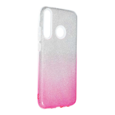 Huawei P40 Lite E / Y7P szilikon tok, csillámos, hátlap tok, pink-ezüst tok és táska