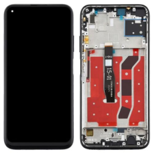 Huawei P40 Lite, LCD kijelző érintőplexivel és előlapkerettel, fekete mobiltelefon, tablet alkatrész