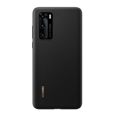 Huawei P40 műanyag telefonvédő (bőr hatású hátlap) fekete tok és táska