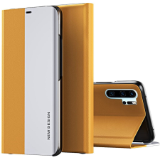 Huawei P40 Pro, Oldalra nyíló tok, stand, Wooze Silver Line, sárga tok és táska