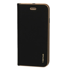 Huawei P Smart 2020, Oldalra nyíló flip tok, Vennus, fekete tok és táska