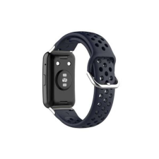 Huawei Pótszíj (szilikon, lyukacsos, légáteresztő, 20 mm) SÖTÉTKÉK [Huawei Watch Fit] (5996591047683) okosóra kellék