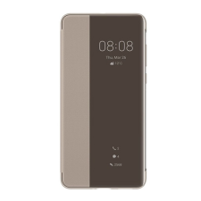 Huawei tok álló, b&#337;r hatású (aktív flip, oldalra nyíló, smart view cover) barna 51993705 mobiltelefon kellék