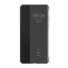 Huawei tok álló, b&#337;r hatású (aktív flip, oldalra nyíló, smart view cover) fekete 51993703 mobiltelefon kellék