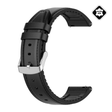Huawei Watch GT Pótszíj (univerzális, 22 mm, valódi bőr, szilikon belső, fekete) okosóra kellék