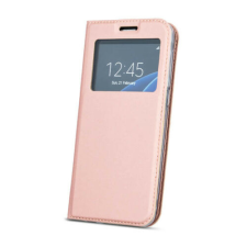 Huawei Y6/Y6 Prime 2018, Oldalra nyíló flip tok, Ablakos, rose gold tok és táska