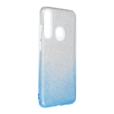 Huawei Y6P szilikon tok, csillámos, hátlap tok, kék-ezüst tok és táska