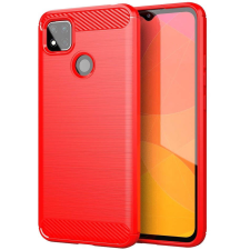 Huawei Y7 Pro (2019), Szilikon tok, közepesen ütésálló, szálcsiszolt, karbon minta, piros tok és táska