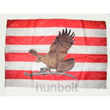 Hunbolt Árpád sávos barna turulos zászló 15x25 cm, 40 cm-es műanyag rúddal dekoráció