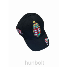 Hunbolt Baseball nagy címeres fekete sapka, Nagy-Magyarország hímzéssel- Hungary felirat nélkül