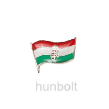 Hunbolt Ezüst színű magyar zászló címerrel 18 mm jelvény névkitűző