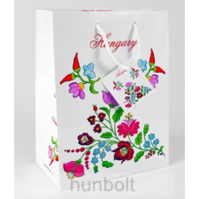 Hunbolt Kalocsai mintás Hungary fehér dísztasak 11x14 cm, ajándék tasak ajándéktárgy