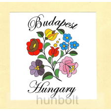 Hunbolt Kalocsai virágok matrica 10 x10 cm, Budapest-Hungary felirattal matrica