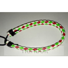 Hunbolt Műbőr fonott fehér piros-fehér-zöld kisebb kockás karkötő karkötő