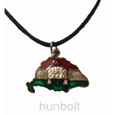 Hunbolt Nagy-Magyarországos (piros-fehér-zöld) koronás nyaklánc bőr szíjjal nyaklánc