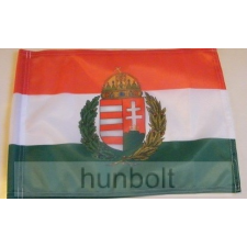 Hunbolt Nemzeti színű koszorús címeres zászló 15x25 cm, 40 cm-es műanyag rúddal dekoráció