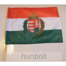 Hunbolt Nemzeti színű koszorús címeres zászló 30x40 cm, 60 cm-es farúddal dekoráció
