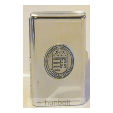 Hunbolt Női vékony cigarettatartó ón koszorús címer matricával , 20 szálas öngyújtó