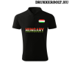  Hungary feliratos galléros férfi póló - Magyarország szurkolói ingnyakú póló (fekete)