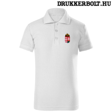  Hungary feliratos galléros gyerek póló - Magyarország szurkolói ingnyakú póló (fehér)