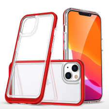 Hurtel átlátszó 3in1 tok iPhone 14 Plus szilikon tok kerettel piros tok és táska