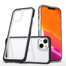 Hurtel átlátszó 3in1 tok iPhone 14 szilikon tok kerettel fekete tok és táska