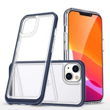Hurtel átlátszó 3in1 tok iPhone 14 szilikon tok kerettel kék tok és táska