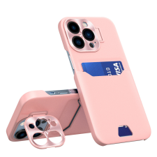 Hurtel Bőr állvány tok iPhone 14 Pro Max kártya pénztárca tok állvány rózsaszín tok és táska