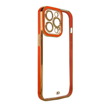 Hurtel Divat tok iPhone 13 Pro Max arany keretes zselés borításhoz piros tok és táska