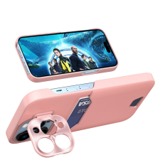 Hurtel Leather Stand Case Samsung Galaxy S23 tok kártyatartóval, állvánnyal rózsaszín tok és táska