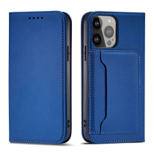Hurtel Mágneses kártyatartós tok iPhone 14 flip cover pénztárca állvány kék tok és táska
