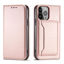 Hurtel Mágneses kártyatartós tok iPhone 14 Pro Max flip tok pénztárca állvány rózsaszín tok és táska