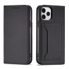 Hurtel Magnet Card Case tok iPhone 12 tok kártya pénztárca kártya állvány fekete