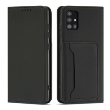 Hurtel Magnet Card Case tok Samsung Galaxy A12 5G tok pénztárca kártyatartó fekete tok és táska