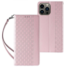 Hurtel Magnet Strap iPhone 14 Flip Wallet Mini Lanyard Stand Pink telefontok tok és táska