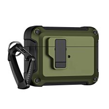 Hurtel Pro Armor tok karabínerrel AirPods 4 - zöld tok és táska