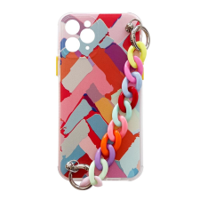Hurtel Rugalmas szilikon telefontok színes lánccal iPhone 12 Pro Multicolour tok és táska