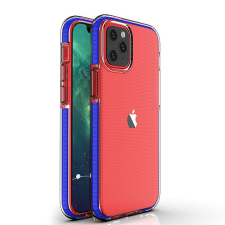 Hurtel Spring Case átlátszó TPU gél védőburkolat színes kerettel iPhone 12 mini sötétkékhez tok és táska