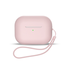 Hurtel Szilikon tok az AirPods 3 készülékhez + csuklópánt - rózsaszín fülhallgató, fejhallgató tok
