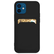 Hurtel Szilikon tok bankkártyatartóval Samsung Galaxy A22 4G fekete tok és táska
