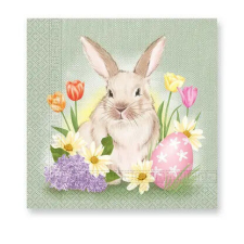 Húsvét Bunny and Flowers szalvéta 20 db-os 33x33 cm papírárú, csomagoló és tárolóeszköz