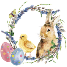 Húsvét Chicken & Rabbit szalvéta 20 db-os 33x33 cm party kellék